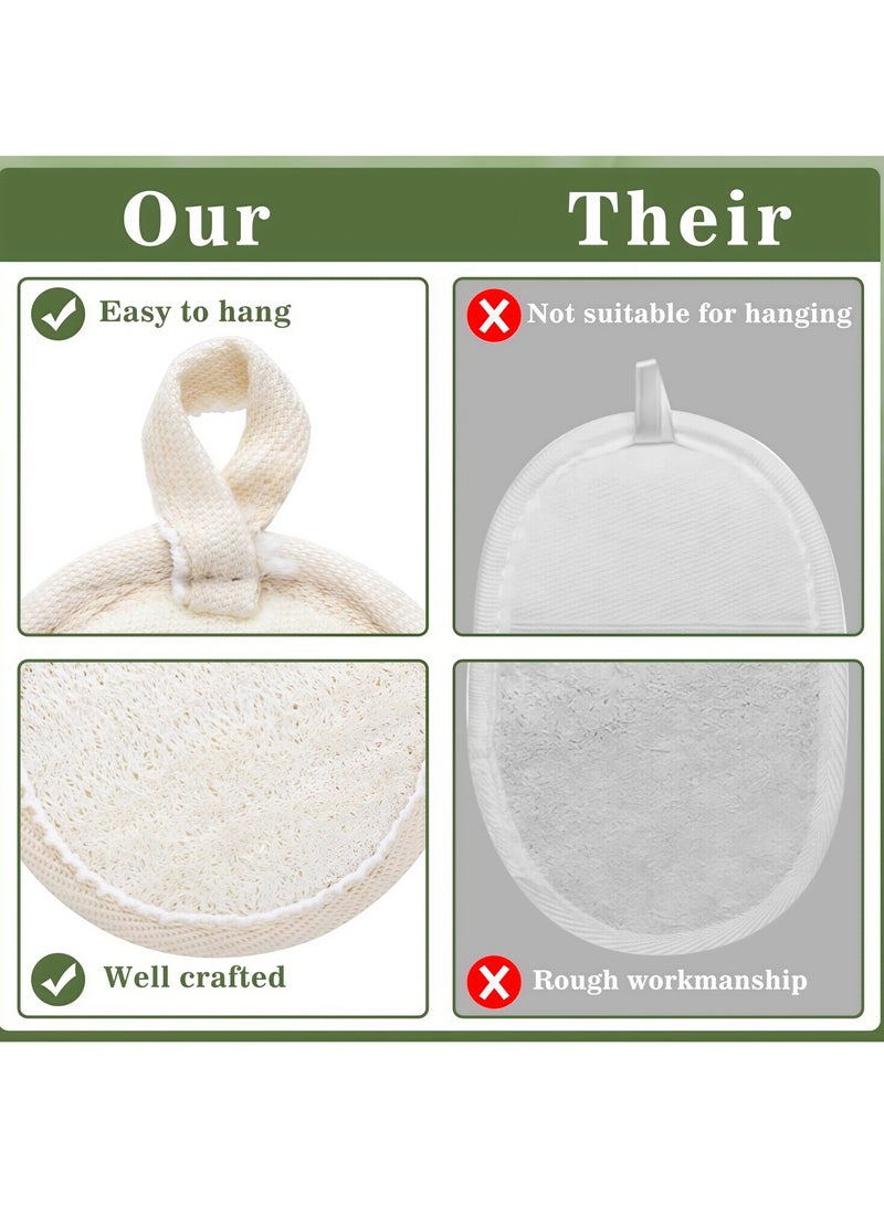 4 Pack Natural Loofah Exfoliating Sponge Pads Face Body Bath Shower Loofah Sponge Pads Exfoliating Brush Loofah Brush for Bath and Spa - Image 4